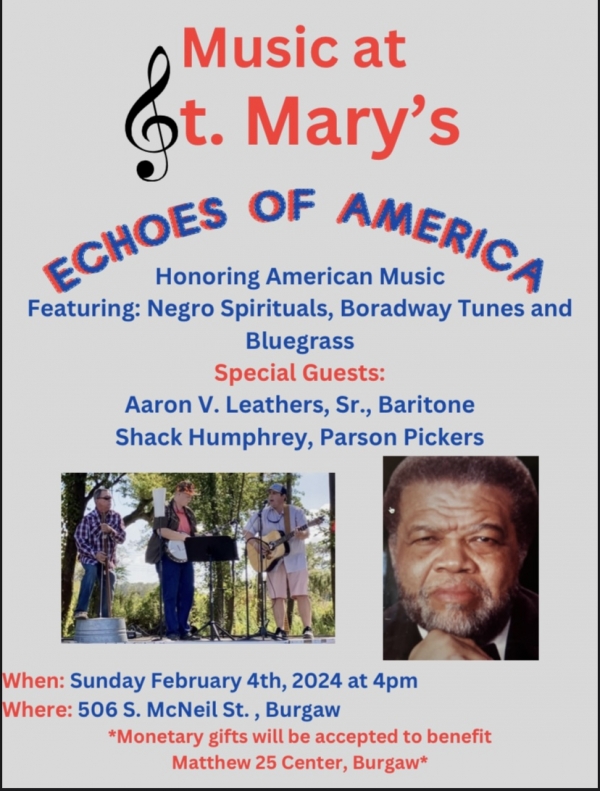 Music Event: Echoes of America Sunday, Feb 4th 2024 at 4pm